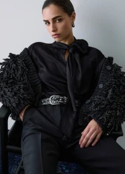 Blusa in raso con fiocco