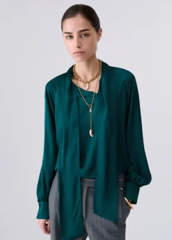 Blusa in raso con fiocco
