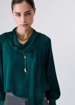 Blusa in raso con fiocco