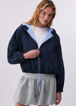 Bomber in nylon con cappuccio
