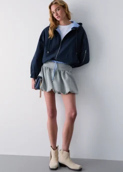 Bomber in nylon con cappuccio