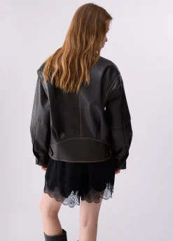 Bomber oversize in tessuto spalmato