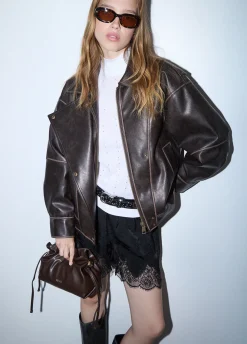 Bomber oversize in tessuto spalmato