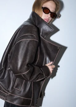 Bomber oversize in tessuto spalmato