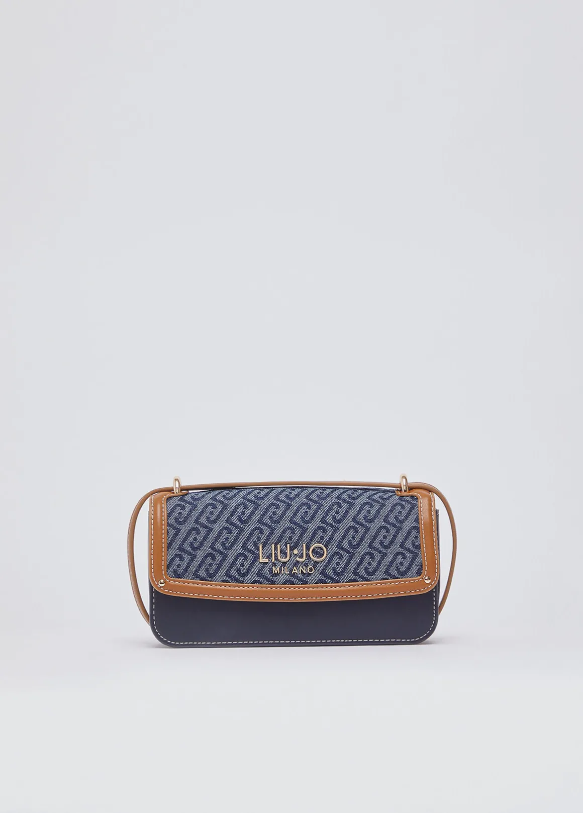 Borsa a tracolla piccola in denim jacquard