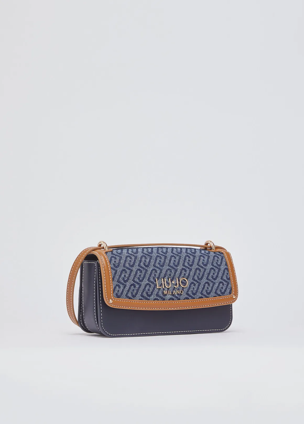 Borsa a tracolla piccola in denim jacquard