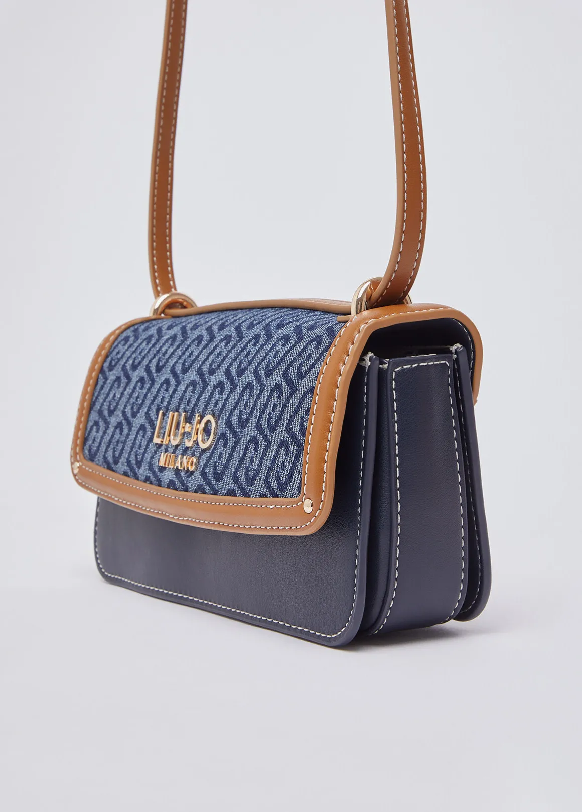 Borsa a tracolla piccola in denim jacquard