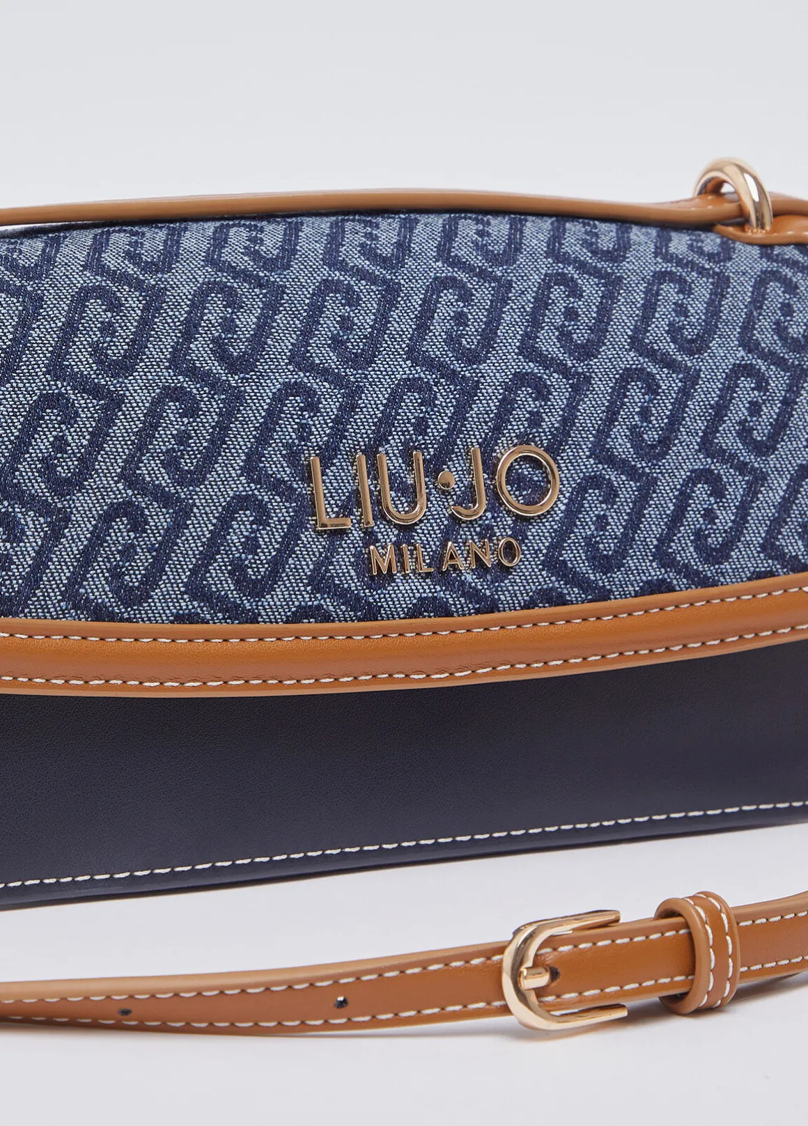 Borsa a tracolla piccola in denim jacquard