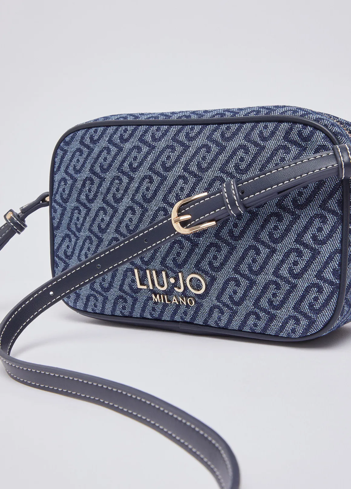 Borsa a tracolla piccola in denim jacquard