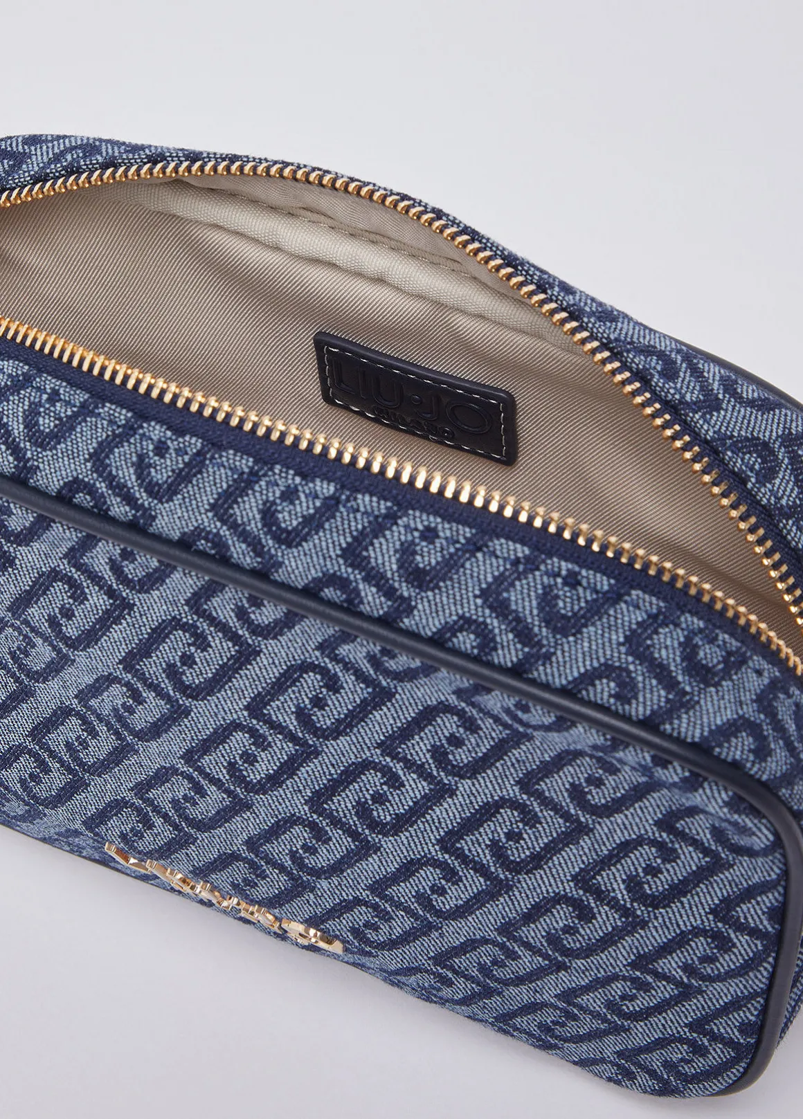 Borsa a tracolla piccola in denim jacquard