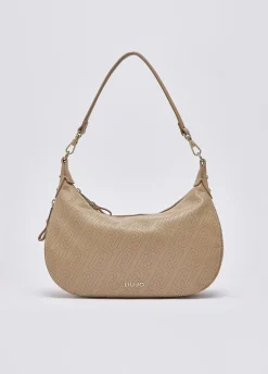Borsa hobo media con logo monogram