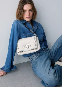 Borsa LaPuffy media con perle