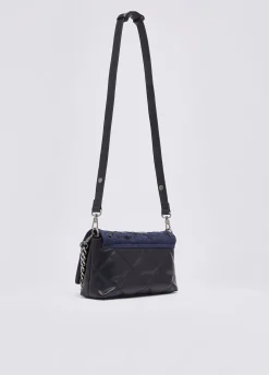 Borsa LaPuffy media in denim ricamato