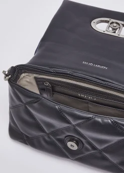 Borsa LaPuffy media in denim ricamato