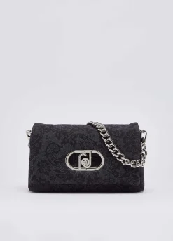 Borsa LaPuffy media in denim stampato