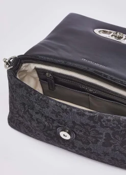 Borsa LaPuffy media in denim stampato