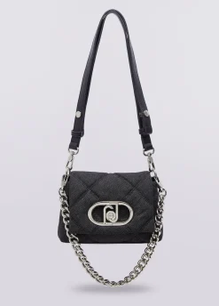 Borsa LaPuffy piccola in denim matelassé