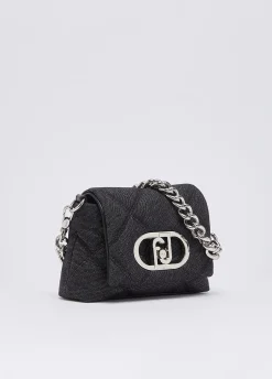 Borsa LaPuffy piccola in denim matelassé