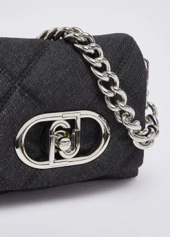 Borsa LaPuffy piccola in denim matelassé