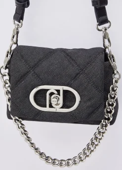 Borsa LaPuffy piccola in denim matelassé