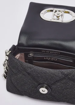 Borsa LaPuffy piccola in denim matelassé