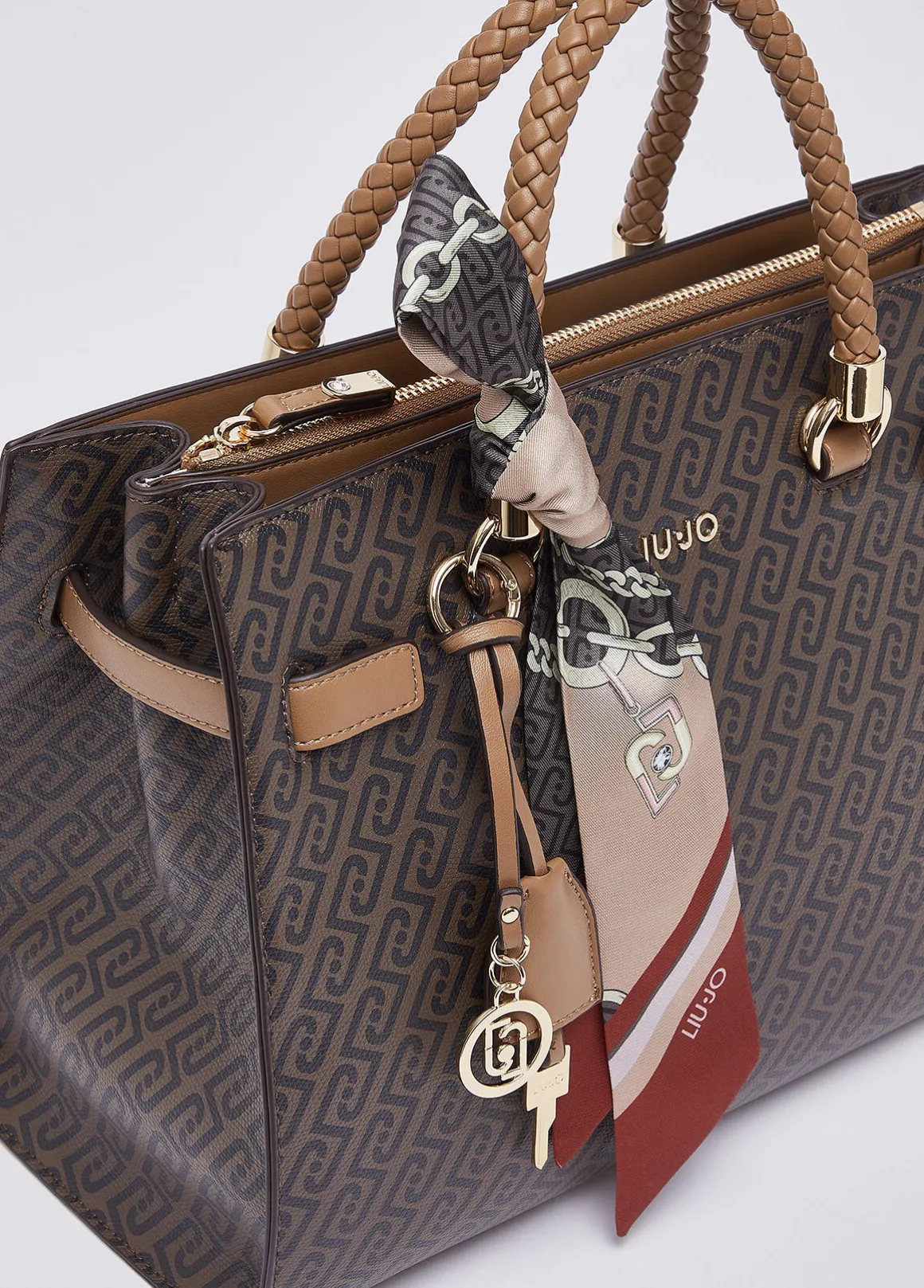 Borsa satchel media con foulard