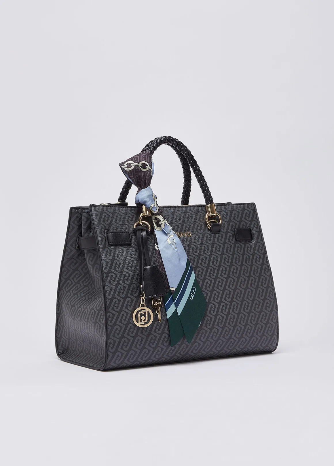 Borsa satchel media con foulard