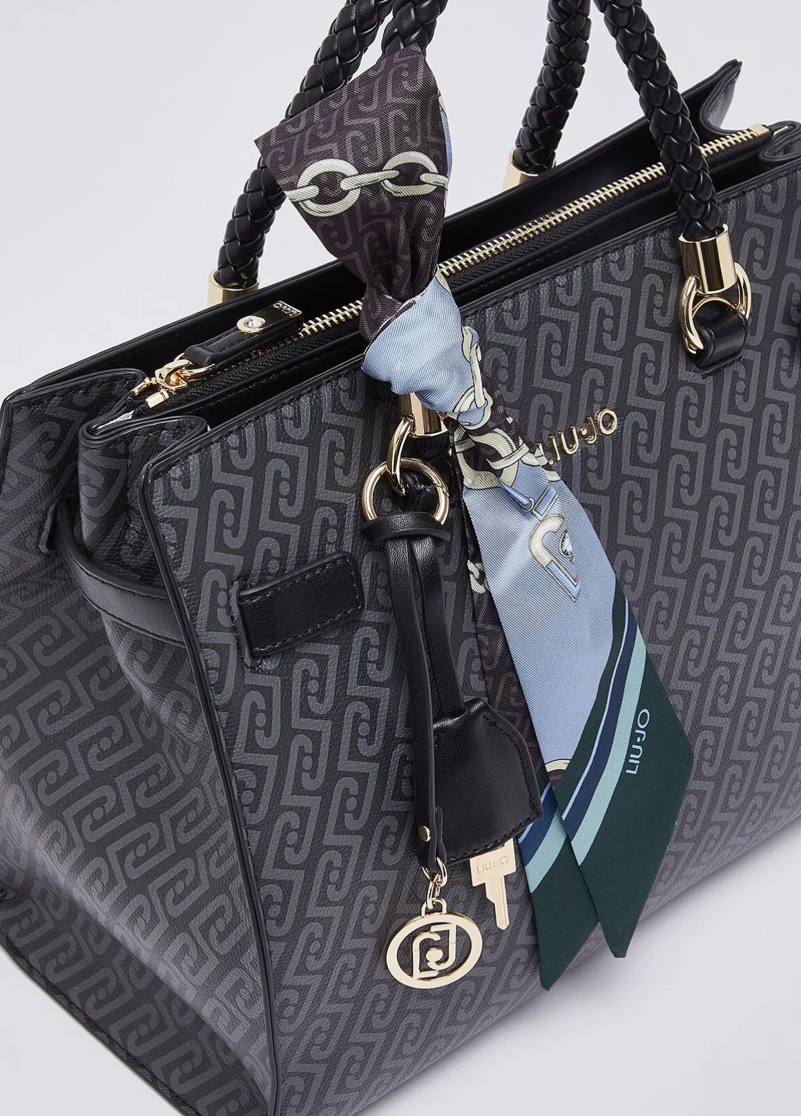 Borsa satchel media con foulard