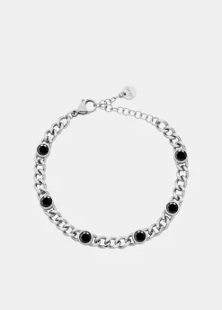 Bracciale in acciaio con pietre nere