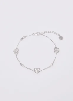 Bracciale in argento con cuori gioiello
