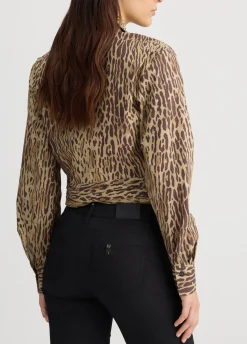 Camicia animalier con ricami gioiello