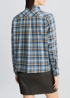 Camicia a quadri con ricami gioiello