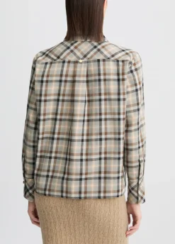 Camicia a quadri con ricami gioiello