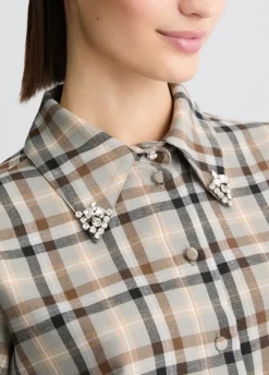 Camicia a quadri con ricami gioiello
