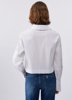 Camicia boxy con ricami gioiello