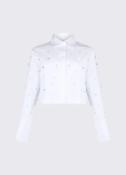 Camicia boxy con ricami gioiello