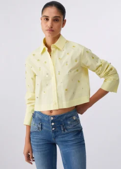 Camicia boxy con ricami gioiello