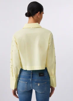Camicia boxy con ricami gioiello