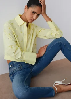 Camicia boxy con ricami gioiello