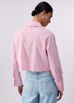 Camicia boxy con ricami gioiello