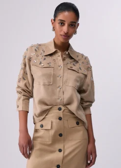 Camicia con applicazioni gioiello