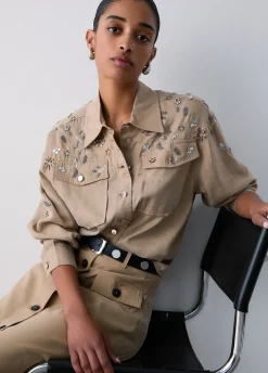 Camicia con applicazioni gioiello
