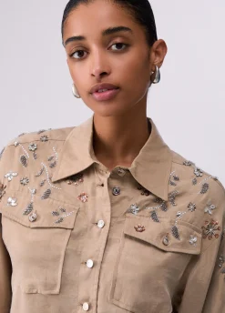 Camicia con applicazioni gioiello