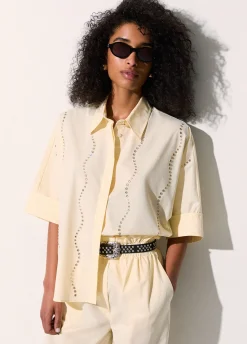Camicia con applicazioni gioiello