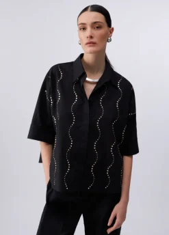 Camicia con applicazioni gioiello
