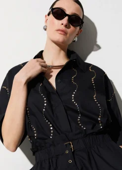 Camicia con applicazioni gioiello