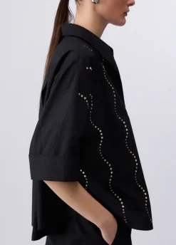 Camicia con applicazioni gioiello
