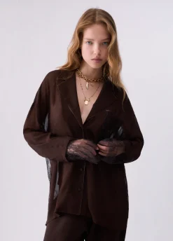 Camicia con dettagli in pizzo