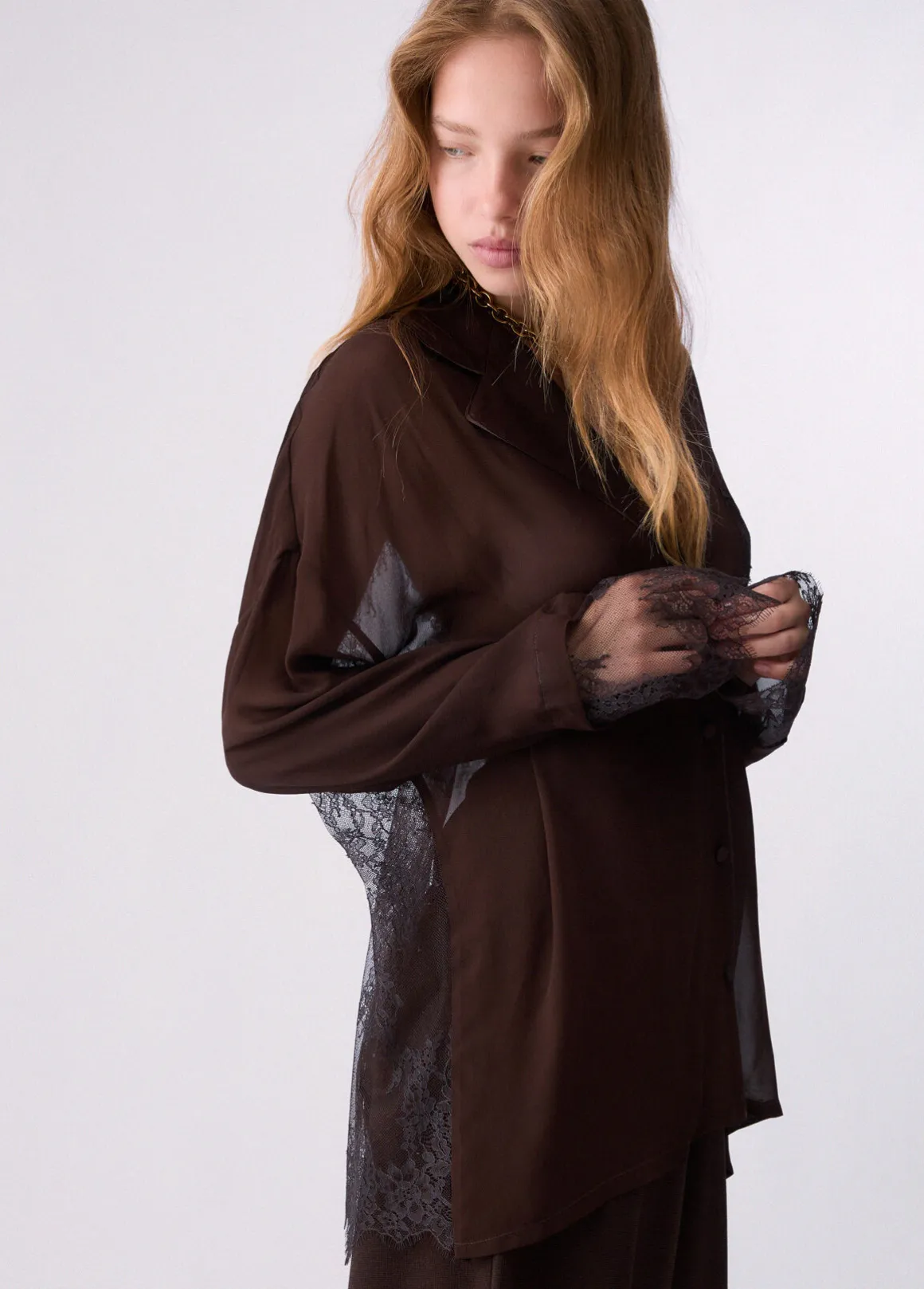 Camicia con dettagli in pizzo