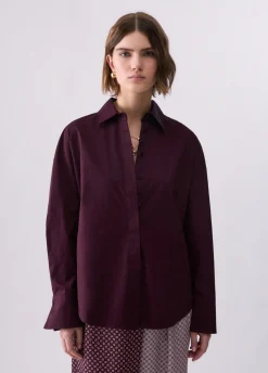 Camicia con inserto in raso jacquard